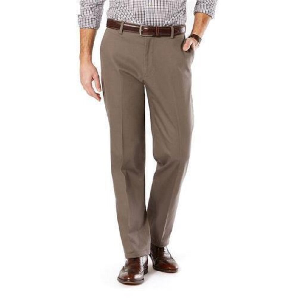 DOCKERS Mens CLASSIC SIGNATURE FLAT Front Permanent Crease No Wrinkle Khaki PANT